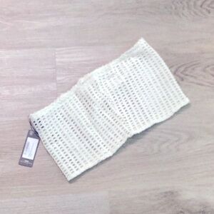 PrettyLittleThing Cream Knit Bandeau Beach Top